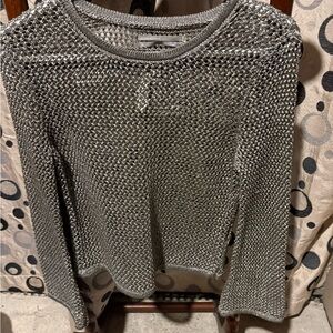 NWT Anthropologie Silver Crew Neck Sweater
